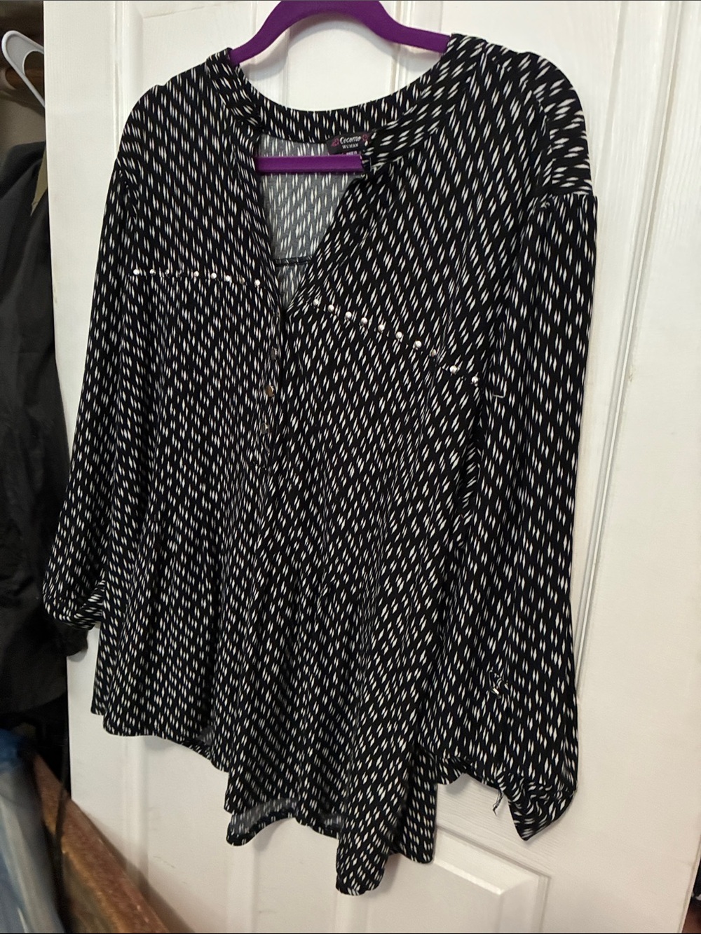 Cocomo Black and White Printed Long-Sleeve Tunic